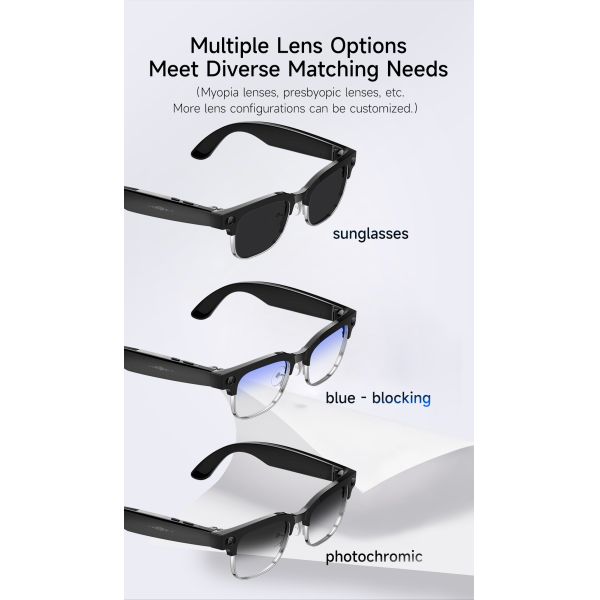 W630 Smart Glasses 1080P Camera IP66 Waterproof AI Voice Wake-up Image Stabilization Magnetic Charging Real-time Translation