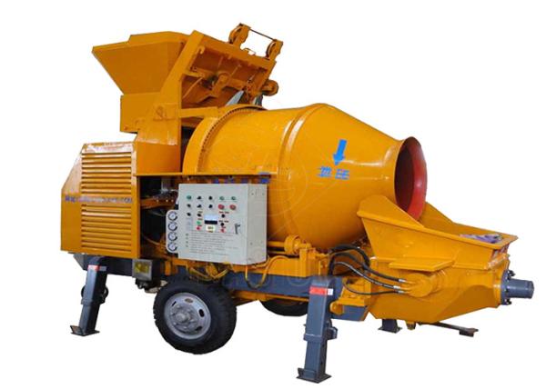 Forced Electric Engine Mobile Concrete Mixer With Pump For Housing Construction