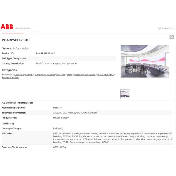 Электропитание сработанности модуля ввода аналога PHARPSPEP21013 ABB