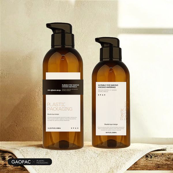 Customized Color Boston Round Plastic Shampoo Bottle with Press Pump in 300/400/500/600ml Capacity