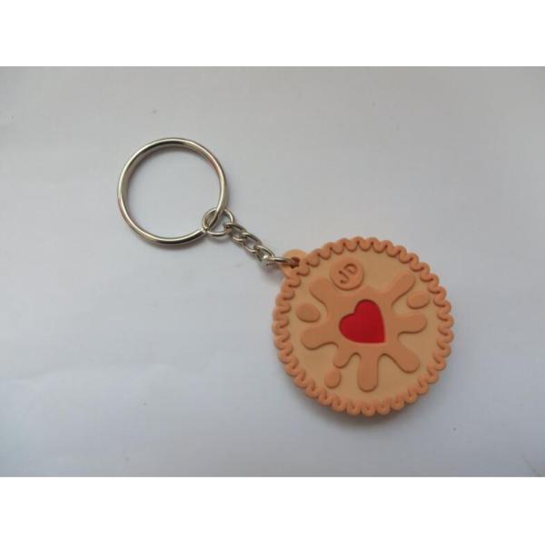 Promotional Cute Chocolate Cookies Silicone Rubber PVC Keychains With Metal Ring , Best Christmas Gift