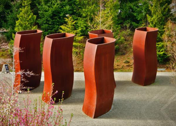 Modern Style Large Corten Steel Planter Boxes For Outdoor Decoration 80cm Height