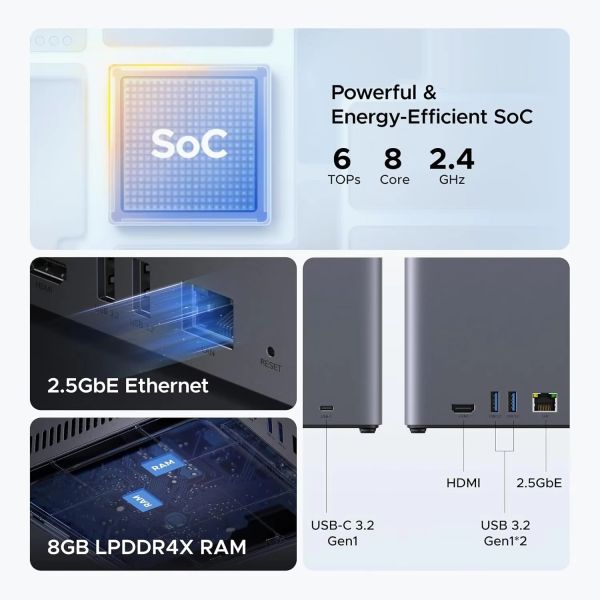 Ugreen NAS Storage DH4300 Plus 4 Bay Desktop with 120TB Max Storage 8GB LPDDR4X RAM and 2.5GbE Network