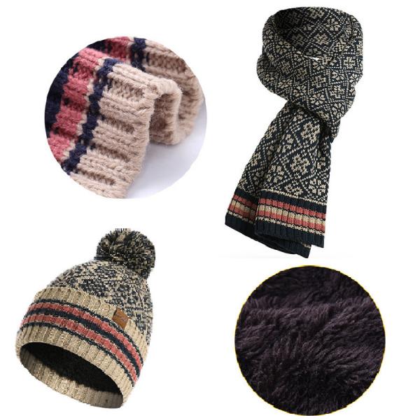 3 In 1 Winter Knited Beanie Scarf Set Knitted Hat Set With Touchscreen Gloves Promotional Gift In Winter