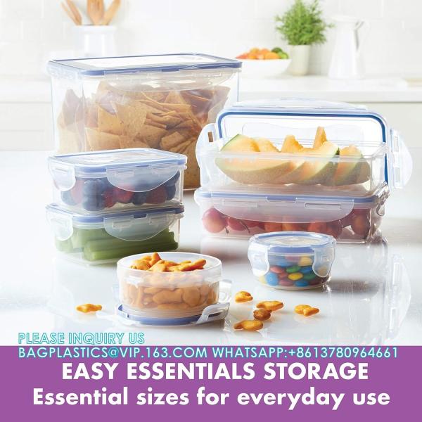 Plastic rigid Storage box Set, Food storage Containers, Airtight Bins, BPA-Free, Dishwasher Safe, 38 Piece, Clear