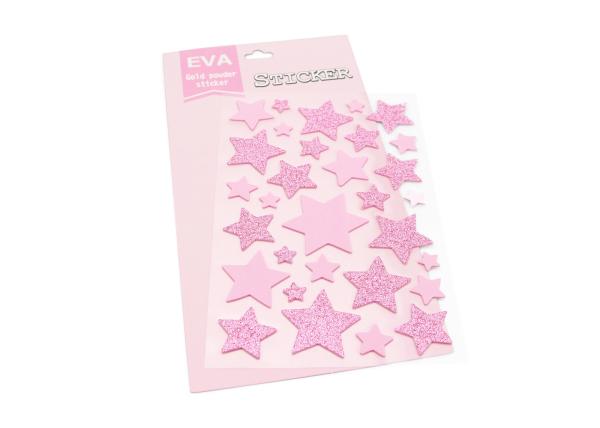 Glitter Decorative  Kids Sticker Printing , Pink EVA Custom Puffy Stickers