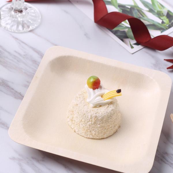 100% Natural Recyclable Disposable Wooden Plates 4.5 Inch For Buffet Inflight