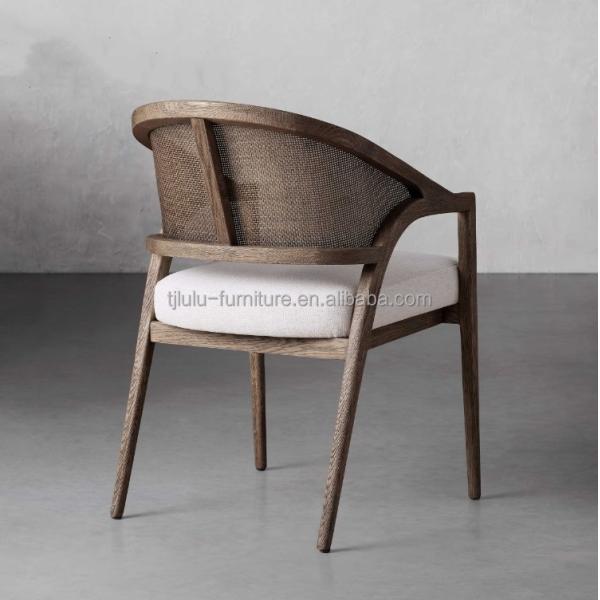 Simple Nordic Design Modern Solid Wood Rattan Fabric Dining Room Chair for Morden Restaurant