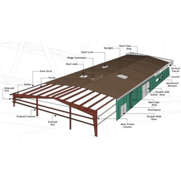 Corrugated Steel Panel Prefab Metal Warehouse Anti Corrosion Coating Free Design