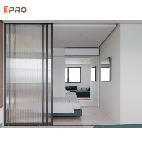 Slim Aluminum Frame Sliding Glass Door For Wardrobe / Bedroom