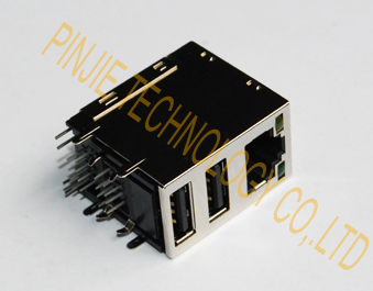 RJ45+USB A FEMALE DOUBLE SOCKET, AR DIP