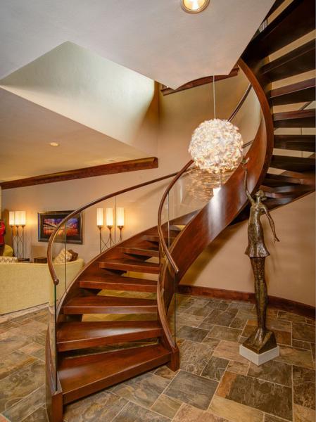 Wrought Iron Interior Stair Railings Spiral Staircase Glass Curved Banister Handrail