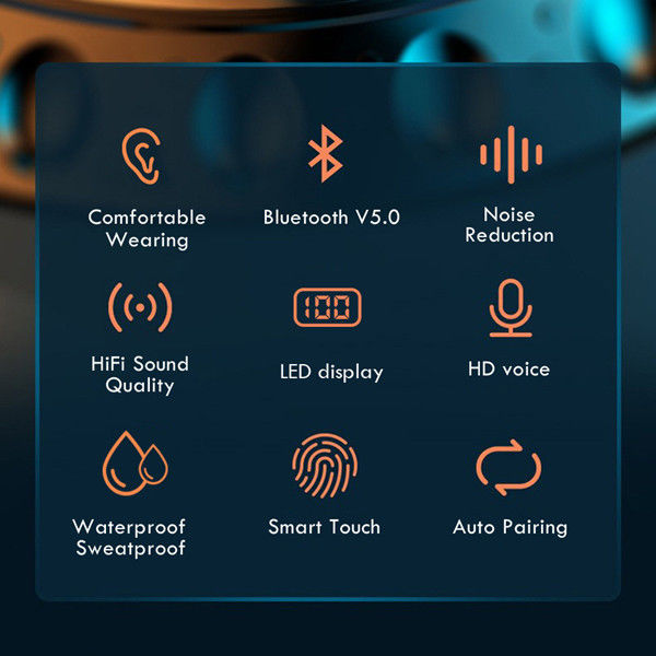 2200mAh TWS Bluetooth Earbuds 5,0 IPX7 делают мини шлемофоны водостойким Bluetooth
