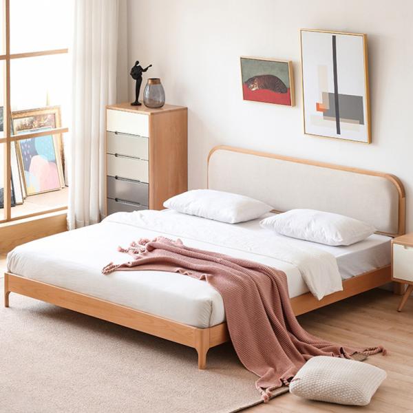 Bedroom Furniture Solid Wood With Headboard Beech Frame Sleeper for Double in Guest Room en Platform