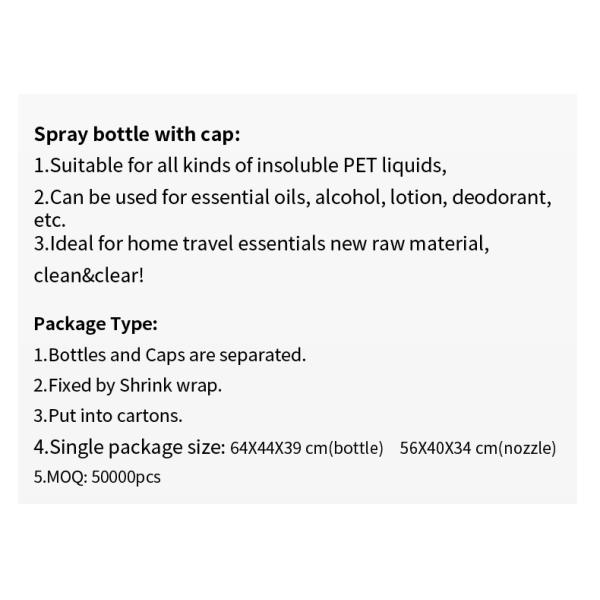 Alcohol 25mm Water Mist Plastic Empty Spray Bottles 210*61.5mm