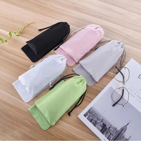 Custom Logo Microfiber Drawstring Dust Bag For Eyeglasses Storage And Protection