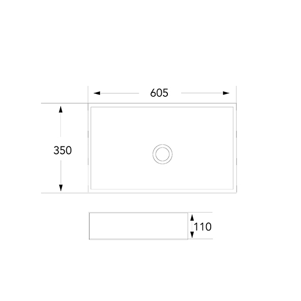 Scratch Resistant Ceramic Wash Basin Marble Rectangular Wash Basin Countertop Without Overflow