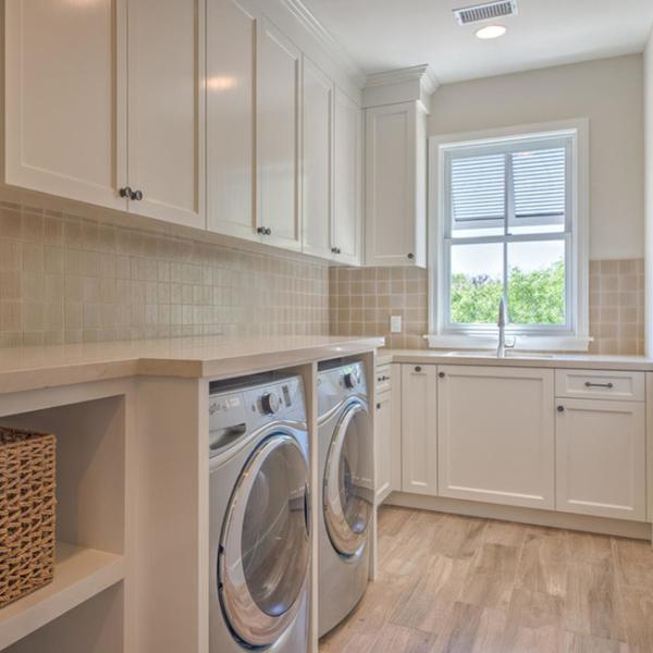 Bathroom White Shaker Laundry Storage Cabinet Furniture Modern Creamy