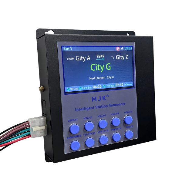 MJK New Arrival Metal Black Bus Train Announcement System Broadcaster with GPS Automatic Bus Stop Announcer