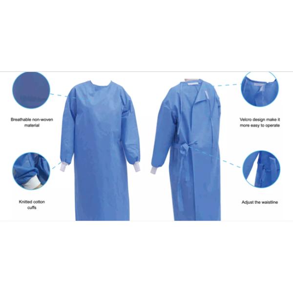 Non Woven Disposable Surgical Gown Fluid Resistant CE / ISO / FDA Listed