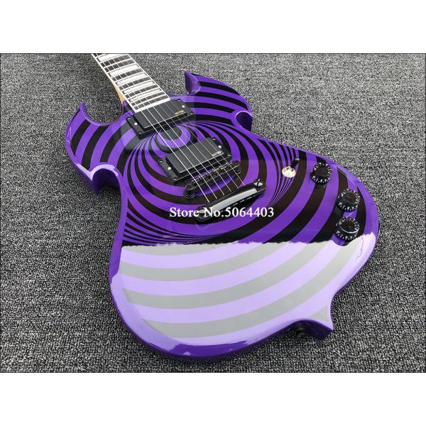 High quality shaped electric guitar purple paint circle black veneer rosewood fingerboard FREE shipping costs