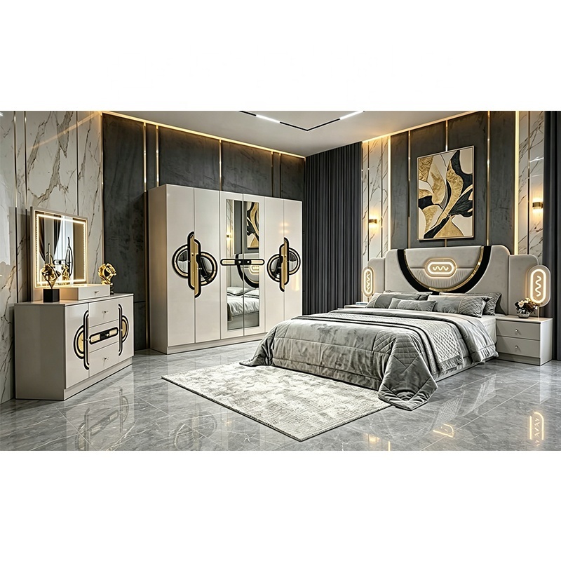 China Wholesale Cheap Turkish Bedroom Furniture Set Wooden Frame Luxury king Size Bed Double Full Modern Luxury Bedroom Sets