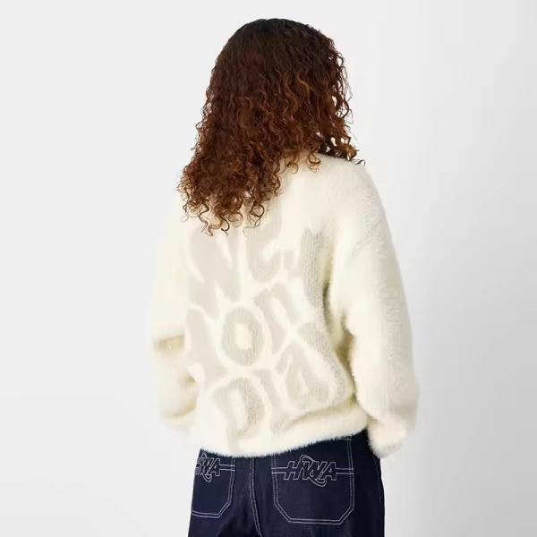 Senior Custom New Designer Blurred Logo Print Sweater Brushed Wool Blend Sweatshirt Plain Knitted Pullover Mohair Sweater Men