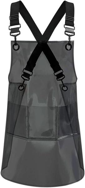Barber Apron Cross-back Adjustable Apron With 3 Pockets Hair Salon Work Apron for Hair Stylist (22.8” W 25.5” L)