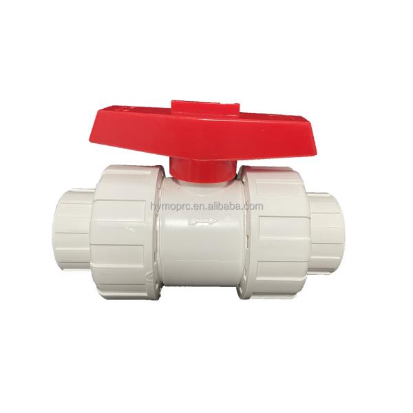 Socket/Thread Connection PVC High Pressure Ball Valve with Blue Handle in White Grey