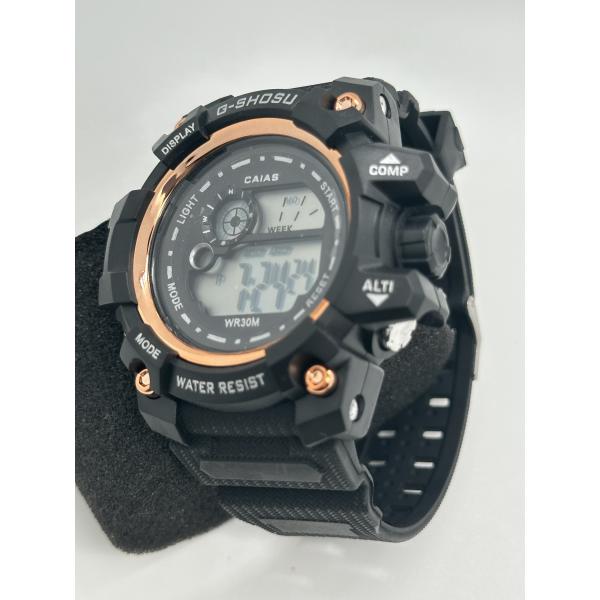 Quartz Digital Sports Watch Waterproof With Black Silicone Band