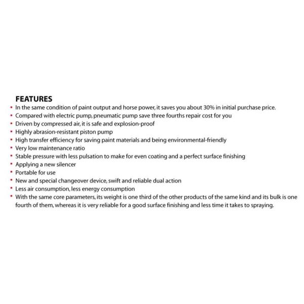 Putter Piston Pump Airless Pneumatic Paint Sprayer PT6C/9C/6528K