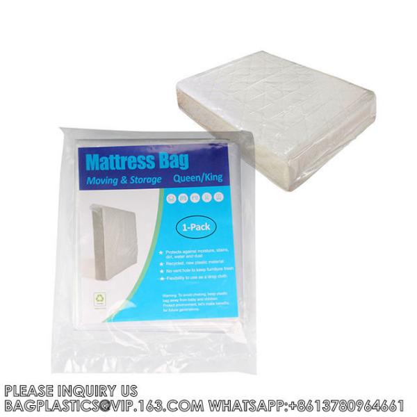 King Mattress Poly Covers, 76 X 15 X 104 Inch, 2 Pack Heavy Duty Pe Clear Plastic Storage Bag Full Spring