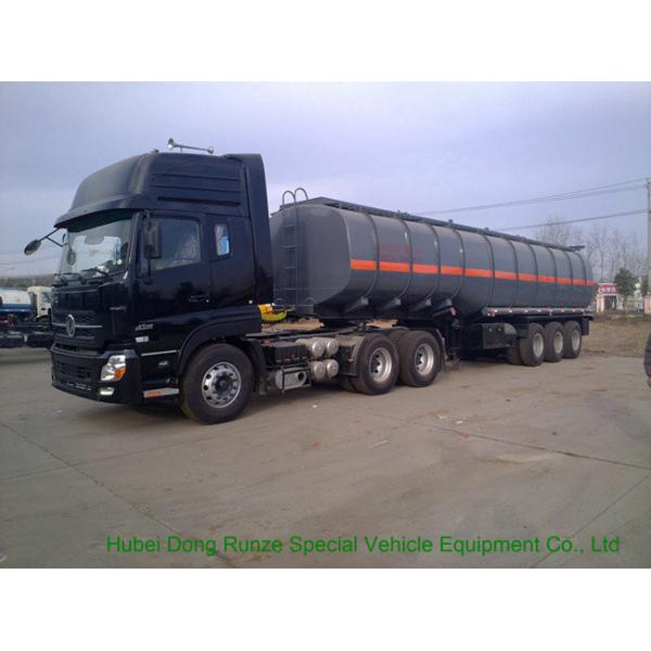 Tri Axles Caustic Soda Chemical Delivery Truck For 30 - 45MT Sodium Hydroxide