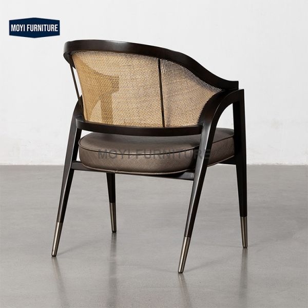 Solid Wood Modern Style Arm Chair Cane Dining Chairs Functional Dining Seating for Restaurant Cafe Dining Room