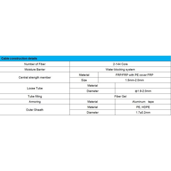 Single Mode Gyfta Outdoor Fiber Optic Cable Polyethylene Insulated Wire