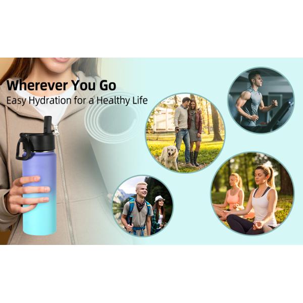 Volhoply 18oz Stainless Steel Insulated Water Bottle Wide Mouth