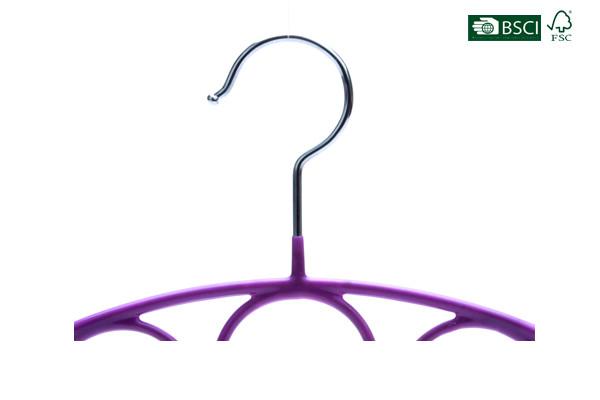 Betterall Purple Arc - shaped Curved Seven Holes PVC Metal Hanger for Ties