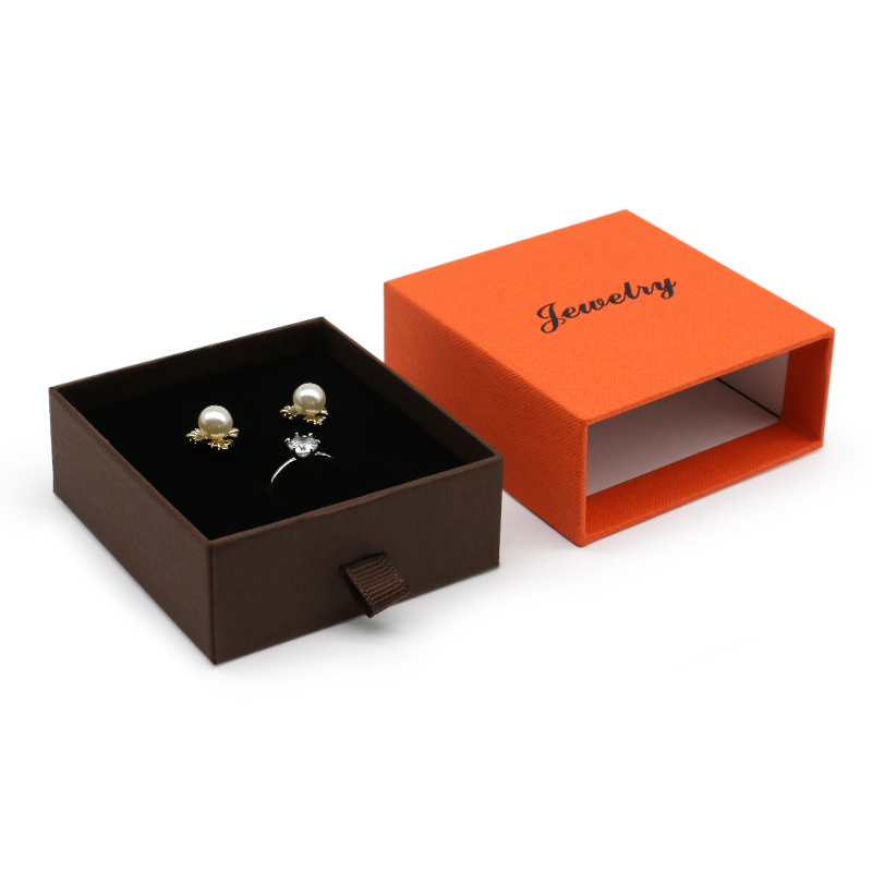 Colorful Slide Drawer Cardboard Paper Jewelry Box Packaging With Sponge Liner