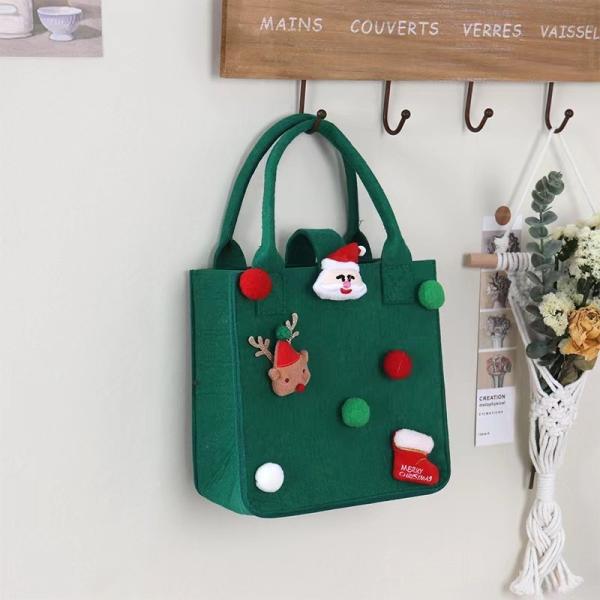 Red Colorful Felt Bag Custom Logo Accepted Christmas Gift Bag for Ins Style