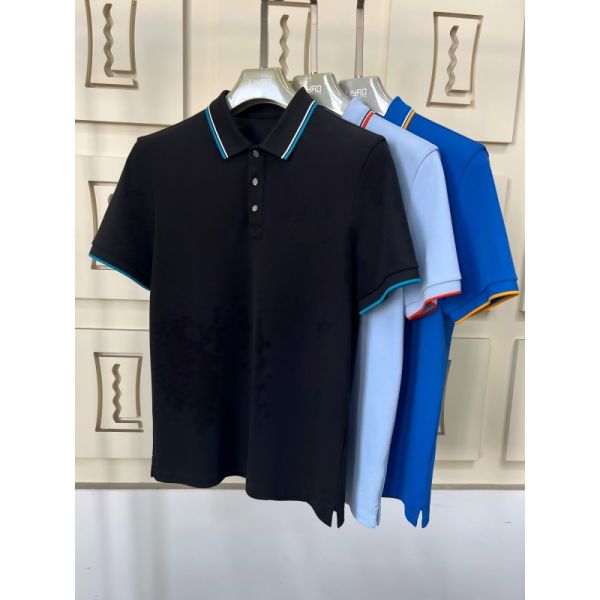 Men's Polo Shirts with Contrast Trim & Textured Design 100% Cotton Piqué High Quality T-Shirt Factory Men Polo T-shirt