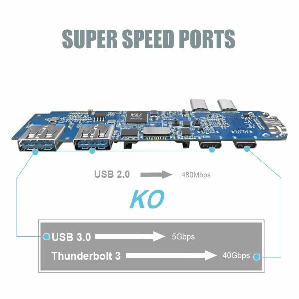 Aluminum USB Type-C Hub Adapter Dongle 50Gbs for 2016-2018 MacBook Pro 13&15 4K , Thunderbolt 3 5K@60Hz,USB-C Data