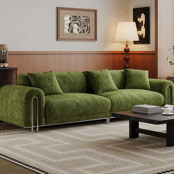 2025 Factory Sale French Minimalist Vintage Chenille Fabric Sofa Green Cream Breeze Living Room Creative Module Sofa Loveseat