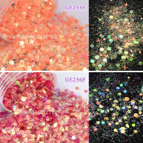Glass Tumbler Chunky Hex Glitter Sparkle Mix Powder Stars Flowers Moons Hearts