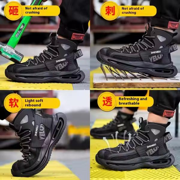EVA Sole Gray/Black Flying Knit Safety Boots OEM Security Work Boots With Steel Toe And Kevlar Midsole