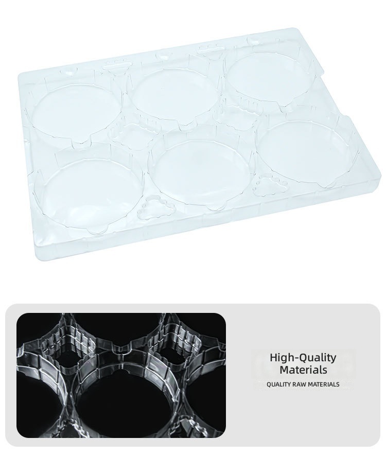 6-cell Rectangular Transparent PET Anti-static Tray Automotive Parts Blister Packaging