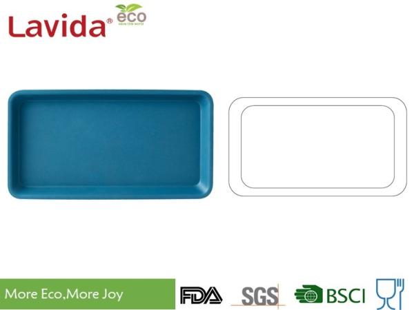 Customized Printing Logo Bamboo Fiber Tray , Food Grade Solid Color Melamine Dinner Trays