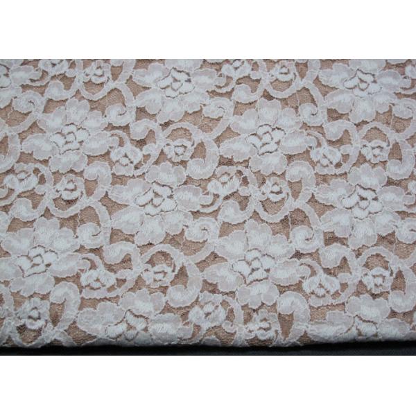Fashion Brushed White Lace Fabric Flower Shape , Stretchable 135cm Width CY-LQ0042