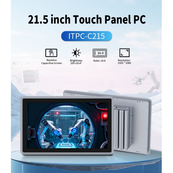 21.5 Inch Industrial Panel PC with Capacitive Touch Display and Wide Temperature Support in Full Aluminum Alloy