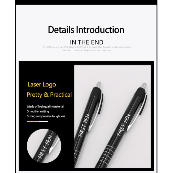 Press Type Aluminum Barrel Ball Pen Business Office Metal Retractable Ballpoint Pen