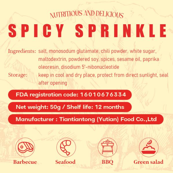 China Supplier's 1kg/Bag Blended Dried Spicy Seasoning Sprinkle Mixed Spices & Seasonings with Flavor